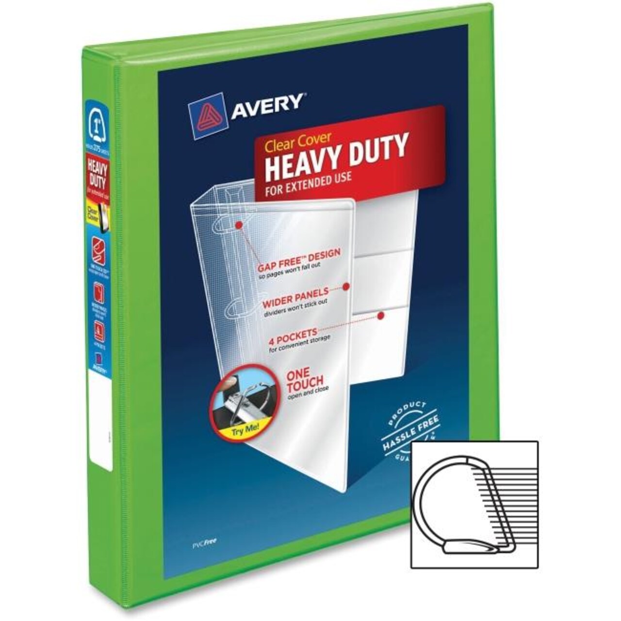 Avery AVE79770 1 in. One Touch EZD Heavy-Duty Binder&#x26;#44; Poly - Chartreuse